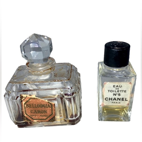 Lot 9 EMPTY vintage mini glass perfume bottles Chanel no.5 Guerlaine Paris etc - Picture 2 of 6